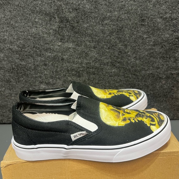Vincent Van Gogh Smoking Skull BLVD Original Slip On Shoes Size 8.5 W/ 7 M - Picture 5 of 13